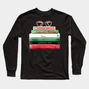 Jane Austen Library Book Glasses Long Sleeve T-Shirt